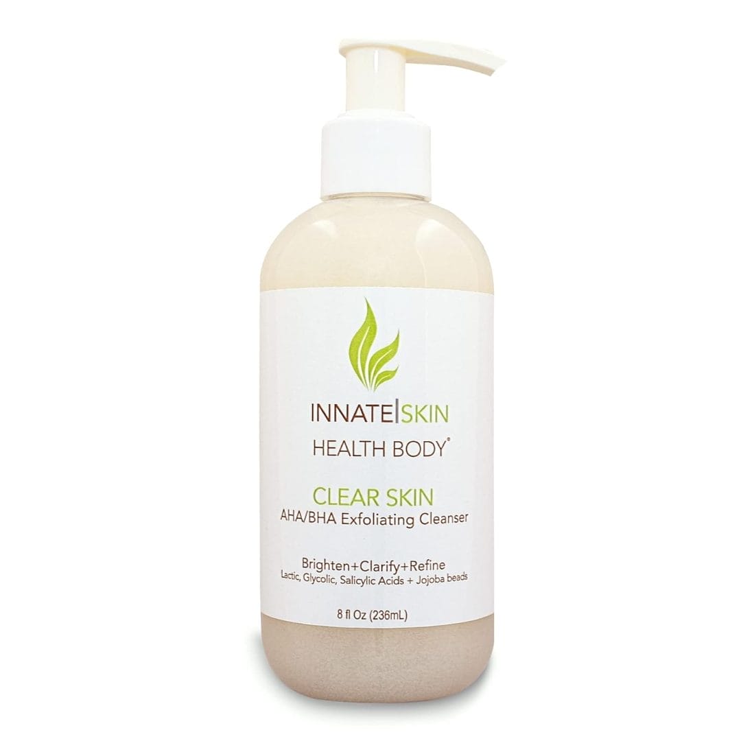 Clear Skin AHA BHA Exfoliant Facial Cleanser by Innate Skin – Gentle Face Wash with Glycolic Acid, Salicylic Acid and Jojoba Beads – Great for all skin types- Natural Skin Renewal Face Wash
