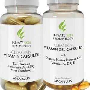 Clear Skin Acne Vitamin Pack | Two Different Hormonal Acne Supplements | Cystic Acne Treatment | Acne Vitamins for Women & Men 60 Count Pack of 2 by Innate Skin