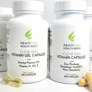 Clear Skin Acne Vitamin Pack | Two Different Hormonal Acne Supplements | Acne Vitamins for Women & Men 60 Count Pack of 4 by Innate Skin