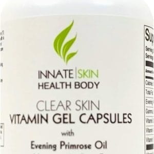 Clear Skin Acne Vitamin Gel Capsules with Evening Primrose Oil, Vitamin A, D (D3) & E | All Natural Complexion Supplement 60 Count